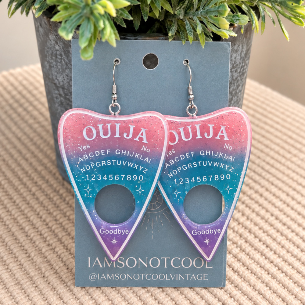 Pastel Ombre Glitter Ouija Board Planchette Dangle Earrings Iamsonotcool